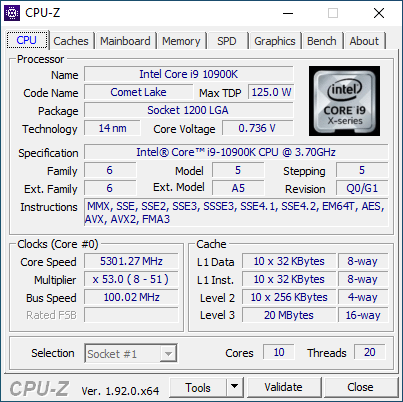 The Intel Comet Lake Core i9-10900K, i7-10700K, i5-10600K CPU